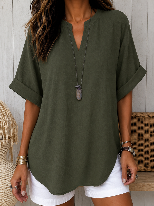 Emma™ – Blusa Casual Semplice a Manica Corta