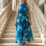 Sylin | Vestito Midi con Collo Halter Arricciato