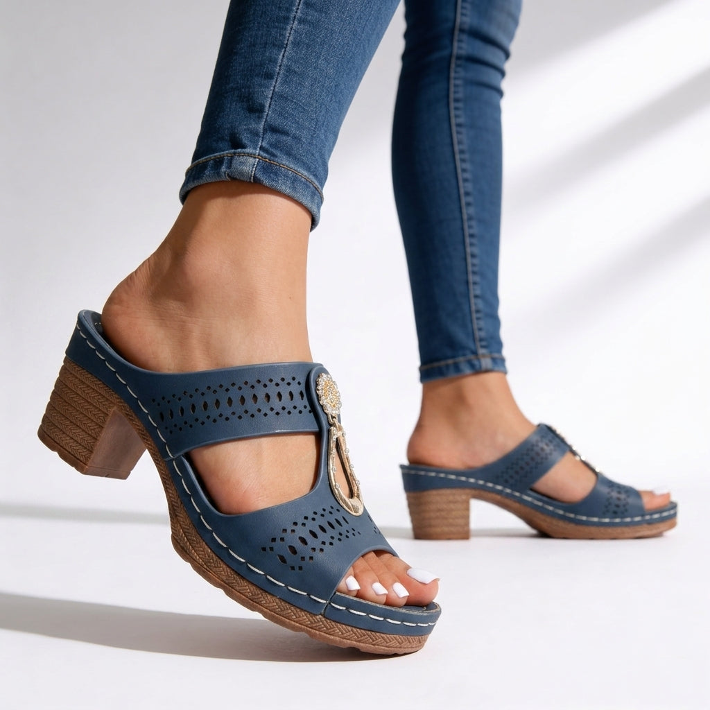 Anna Rae Orthopedic Block Heel Sandals