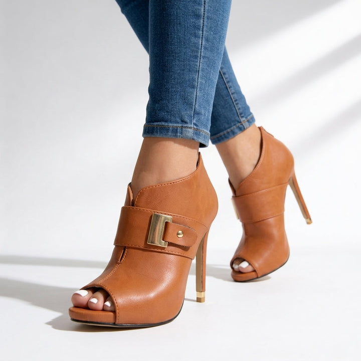 Delphine Peep-Toe Ankle Heels