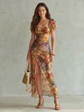 Ciel | Vestito Midi Arricciato con Maniche Volant