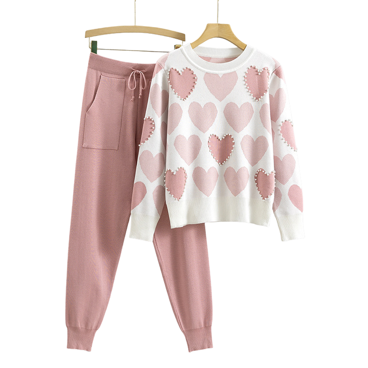 Niamh | Heart print sweater and jogger set