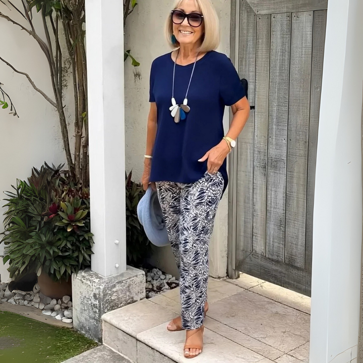Norie | Top and printed pants set