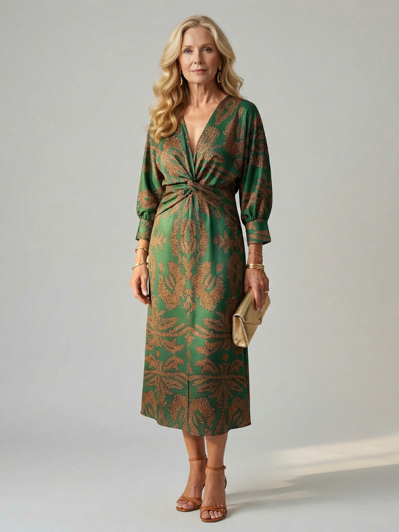 Lune | Vestito Midi Avvolgente Naturale