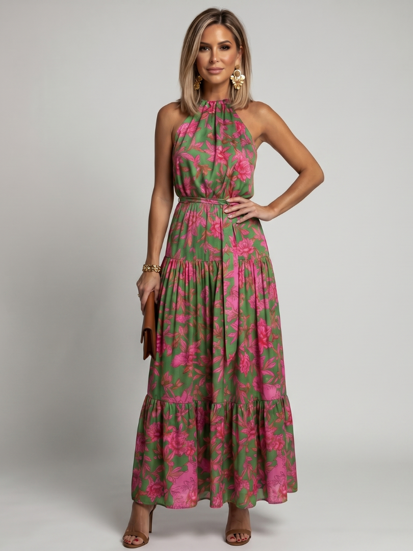 Rowen | Abito Midi con Scollo All'Americana