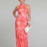 Coraline | Maxi Dress con Scollo Halter e Stampa