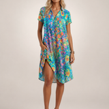Klara | Abito mini a camicia floreale con scollo a V