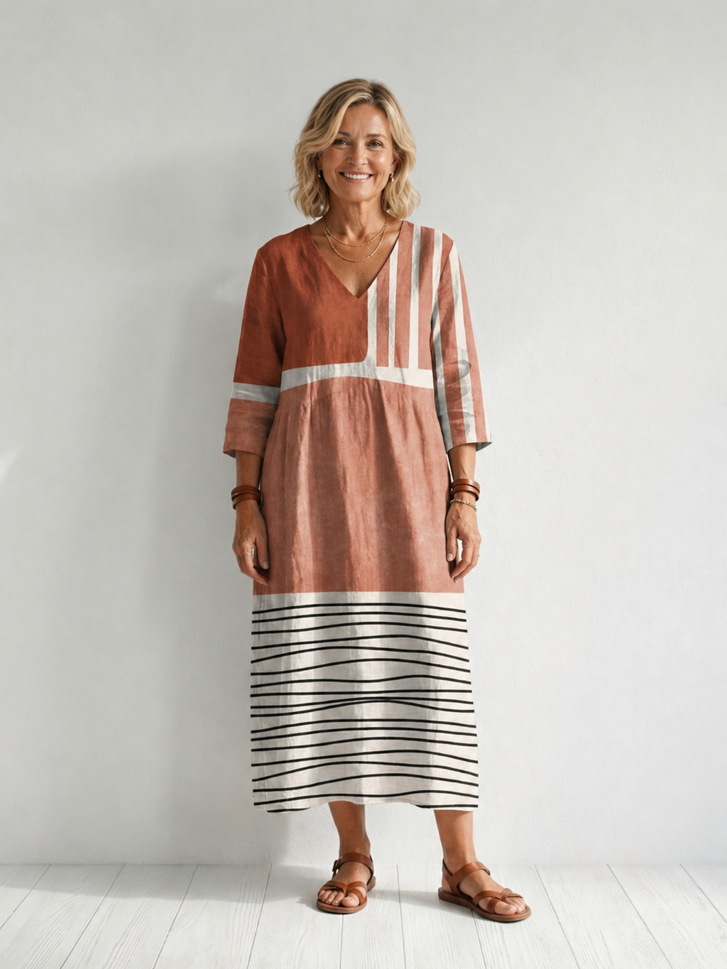 Verena | Abito midi a righe