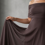 Giugno | Abito Midi Drappeggiato con Spalle Scoperte