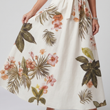 Prato | Abito Maxi con Pannello Botanico e Scollo Halter Drappeggiato
