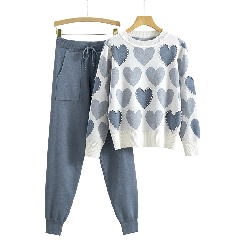 Niamh | Heart print sweater and jogger set