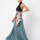 Olympas | Abito Maxi con Corpino a Halter e Gonna Floreale