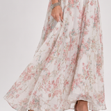 Guinevere | Vestito Midi con Stampa Floreale e Gonna Fluttuante