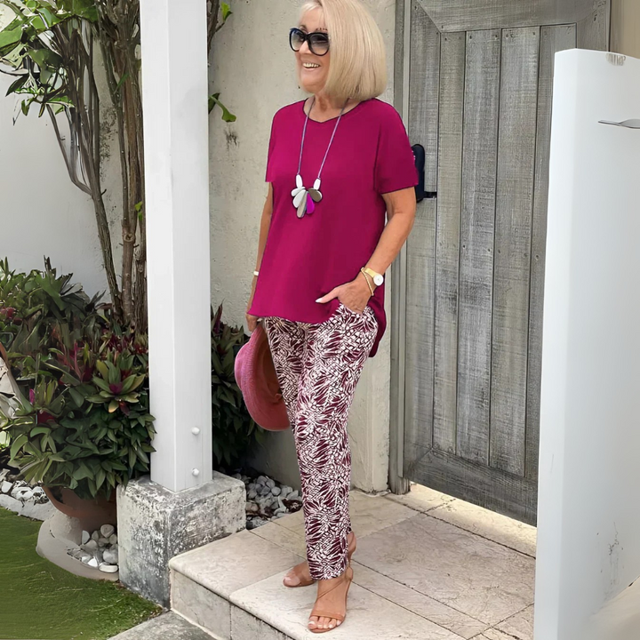 Norie | Top and printed pants set