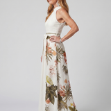 Prato | Abito Maxi con Pannello Botanico e Scollo Halter Drappeggiato