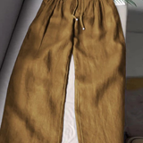 Camille | Pantaloni larghi in misto cotone e lino