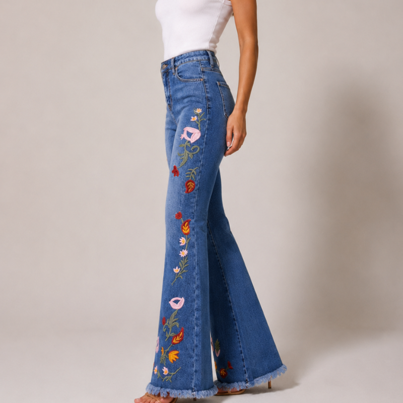 Flora Embroidered Flare Jeans
