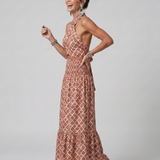 Amira | Abito midi con scollo incrociato e stampa geometrica