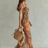Ciel | Vestito Midi Arricciato con Maniche Volant