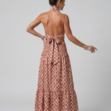 Amira | Abito midi con scollo incrociato e stampa geometrica
