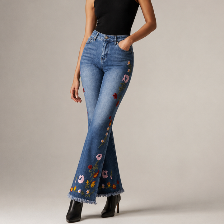 Flora Embroidered Flare Jeans