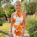 Zinnara | Abito Midi con Scollo All'americana e Stampa Floreale