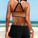 Maryan - Bikini con Motivo Geometrico e Vita Alta Elastico