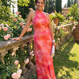 Coraline | Maxi Dress con Scollo Halter e Stampa