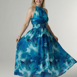 Sylin | Vestito Midi con Collo Halter Arricciato