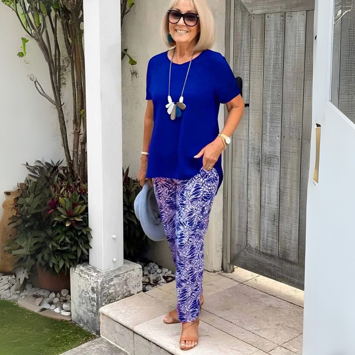 Norie | Top and printed pants set