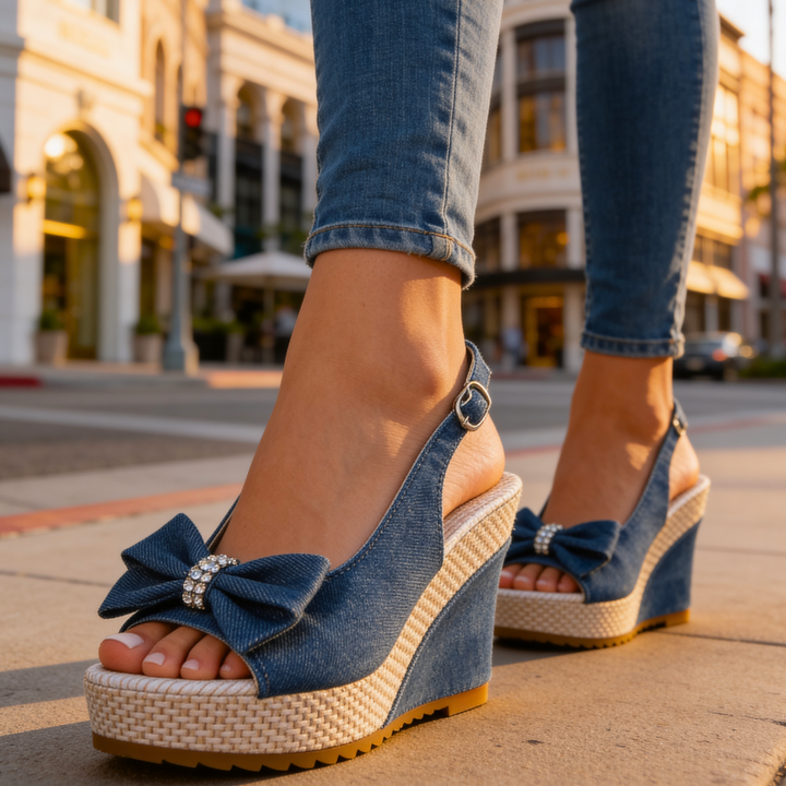 Estelle Crystal Bow Wedges