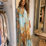 Liane | Abito maxy floreale con bottoni