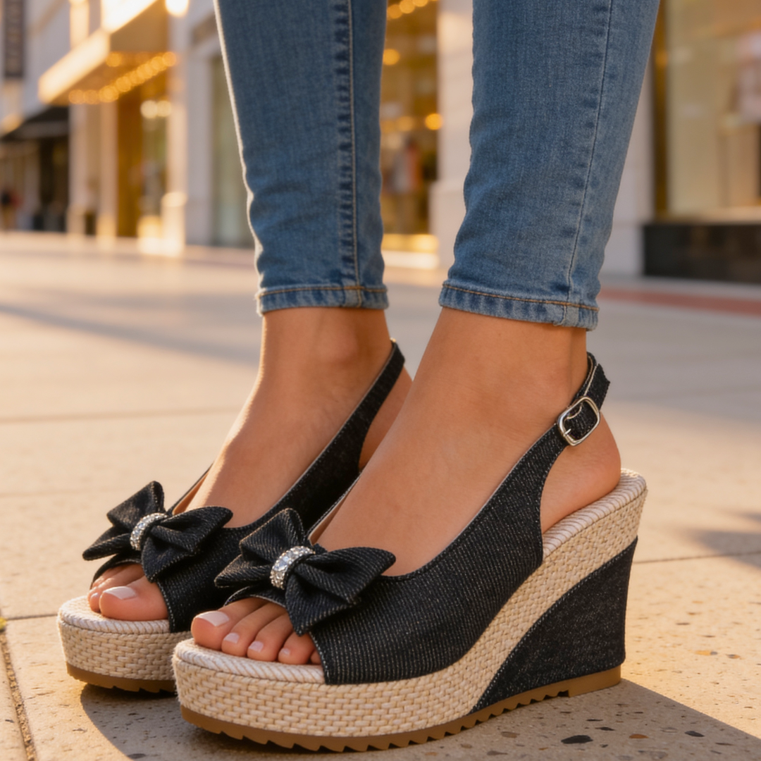 Estelle Crystal Bow Wedges