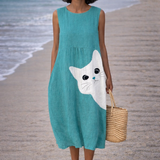 Ana | Vestito midi con arte di gatti carini
