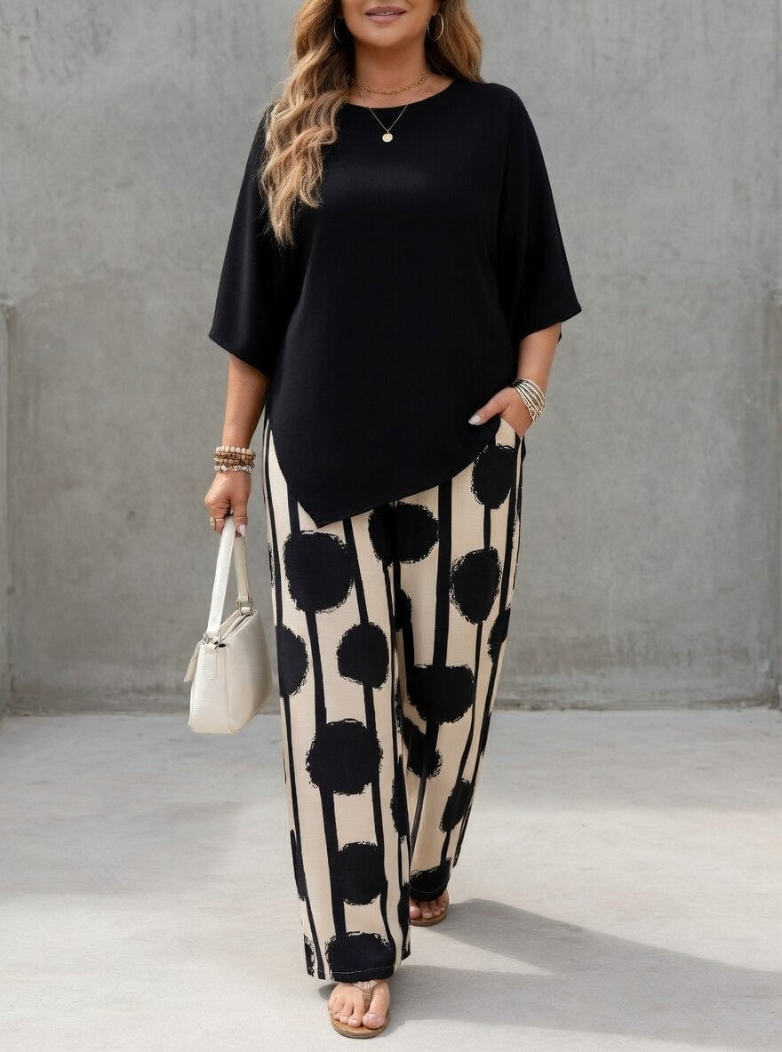 Jennie | Loose top and printed pants set