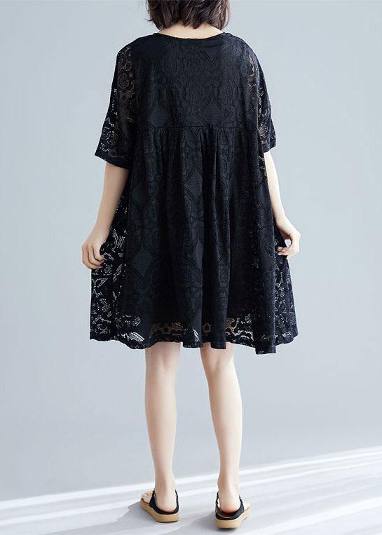 Beautiful black clothes For Women v neck hollow out loose Dresses