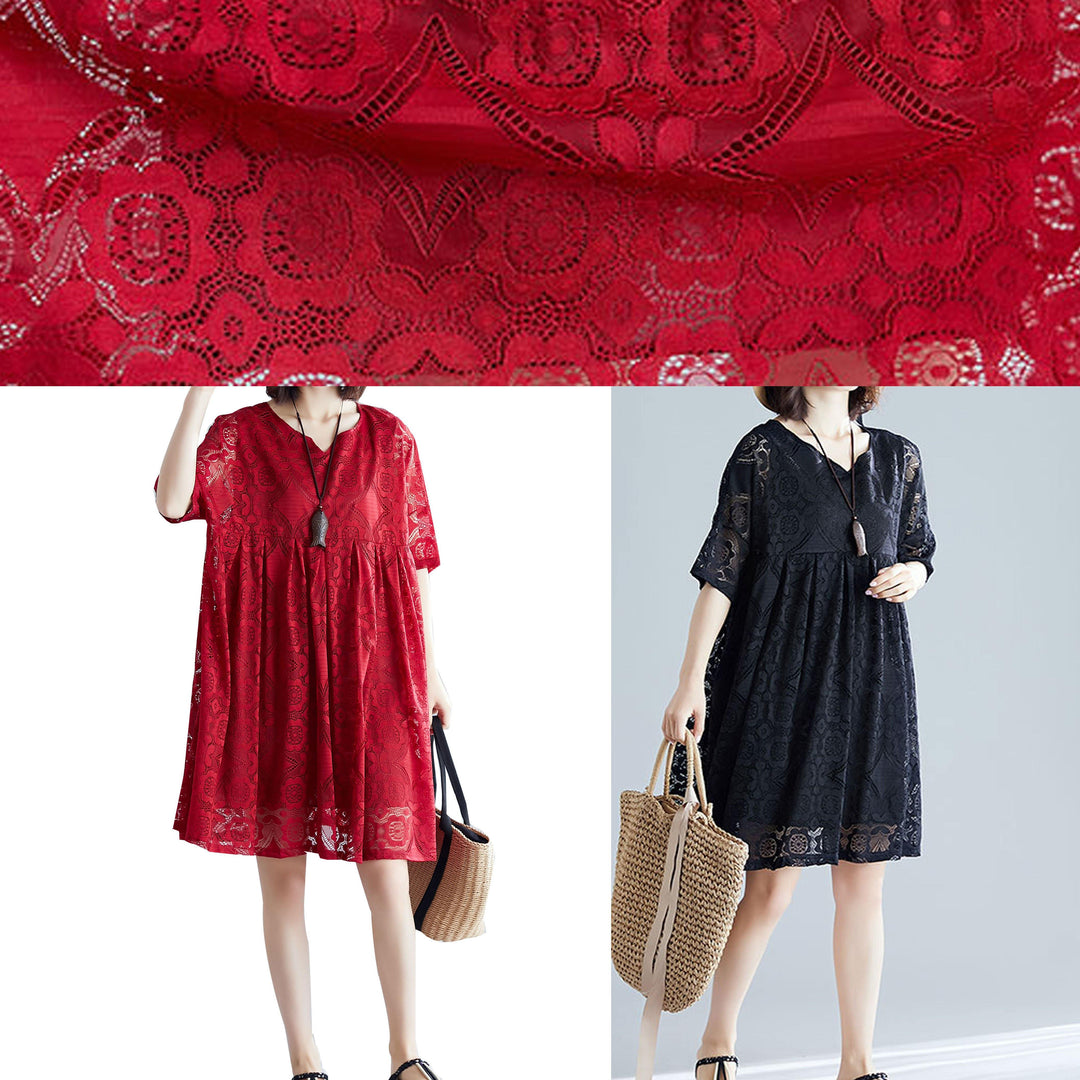 Beautiful black clothes For Women v neck hollow out loose Dresses