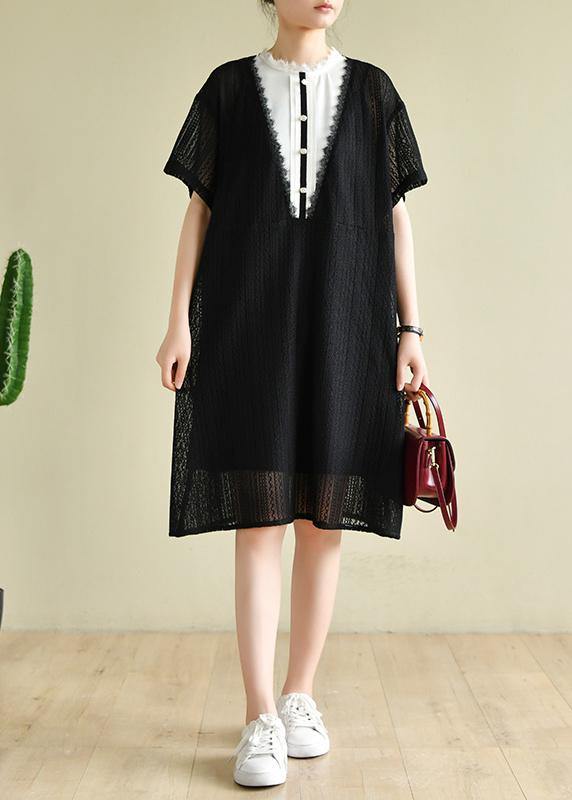 Beautiful black striped Wardrobes patchwork A Line Dress
