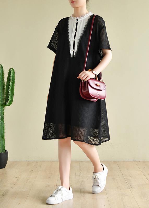 Beautiful black striped Wardrobes patchwork A Line Dress