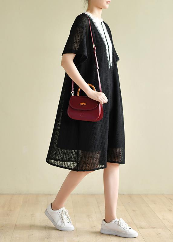 Beautiful black striped Wardrobes patchwork A Line Dress