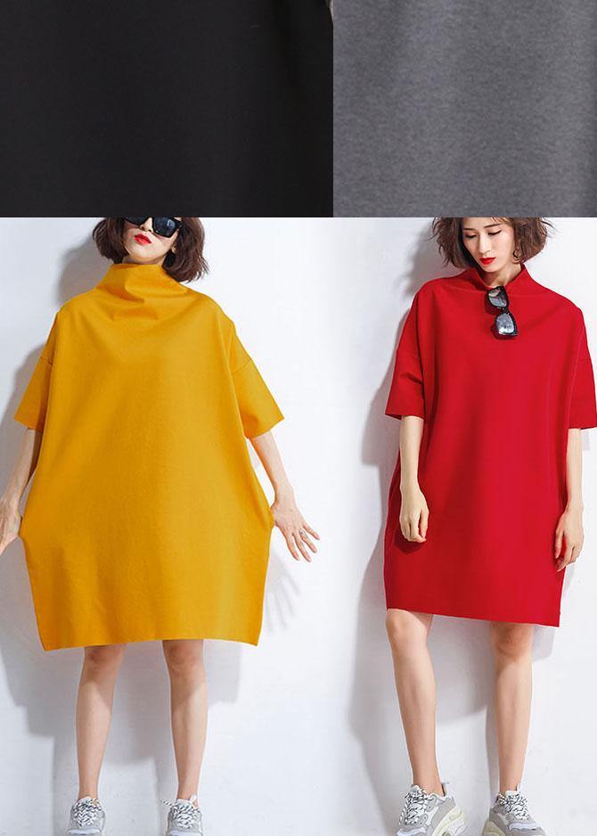 Casual Yellow Pockets Summer Half Sleeve Maxi Dresses