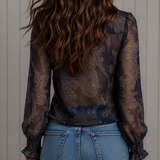 Elise | Blusa in Chiffon con Rouches Barocco Paisley