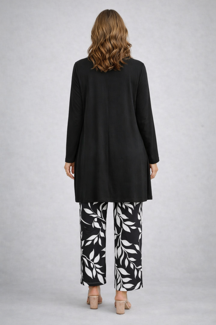 Luxuria | Cardigan top and printed pants set