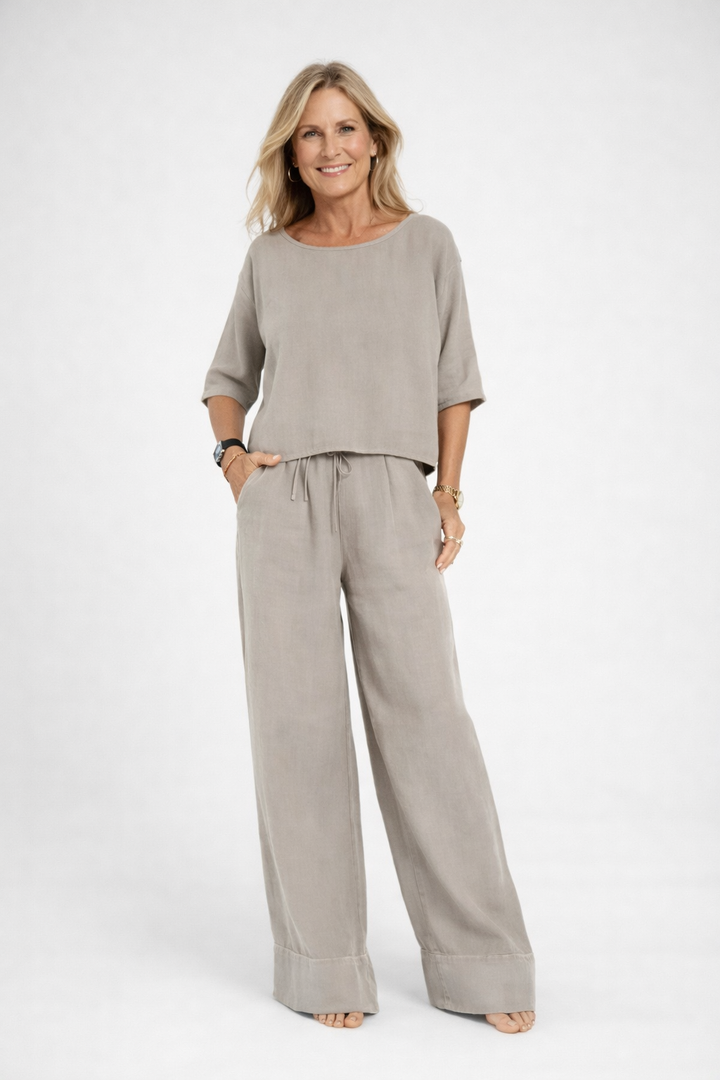 Susana | Top and wide leg pants set
