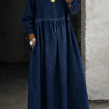 Melissa | Abito in denim a manica lunga con scollo rotondo