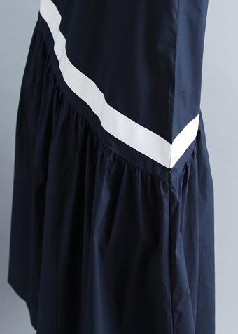 Chic navy cotton clothes For Women patchwork loose summer Dress