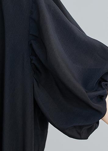DIY o neck asymmetric summer dress for women black Dress