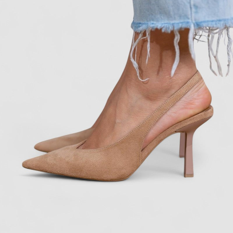 Marlene - Pumps slingback nude con un tacco sottile