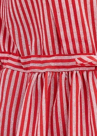 Elegant o neck pockets summer Work Outfits red striped Dress