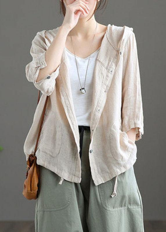 French Chocolate cotton blend hooded Summer Patchwork Shirt Tops